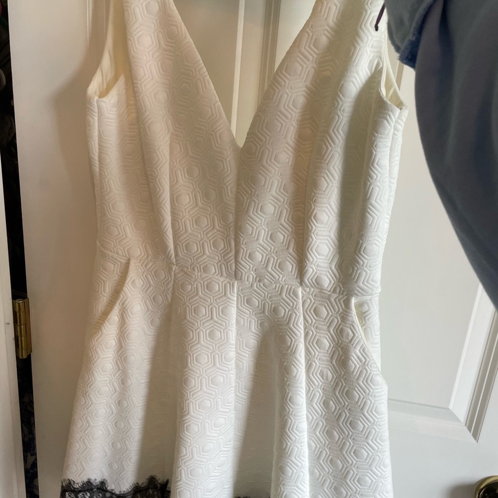 beautiful white dress with black lace